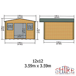 Shire Caledonian 12' x 12' (Nominal) Apex Timber Log Cabin