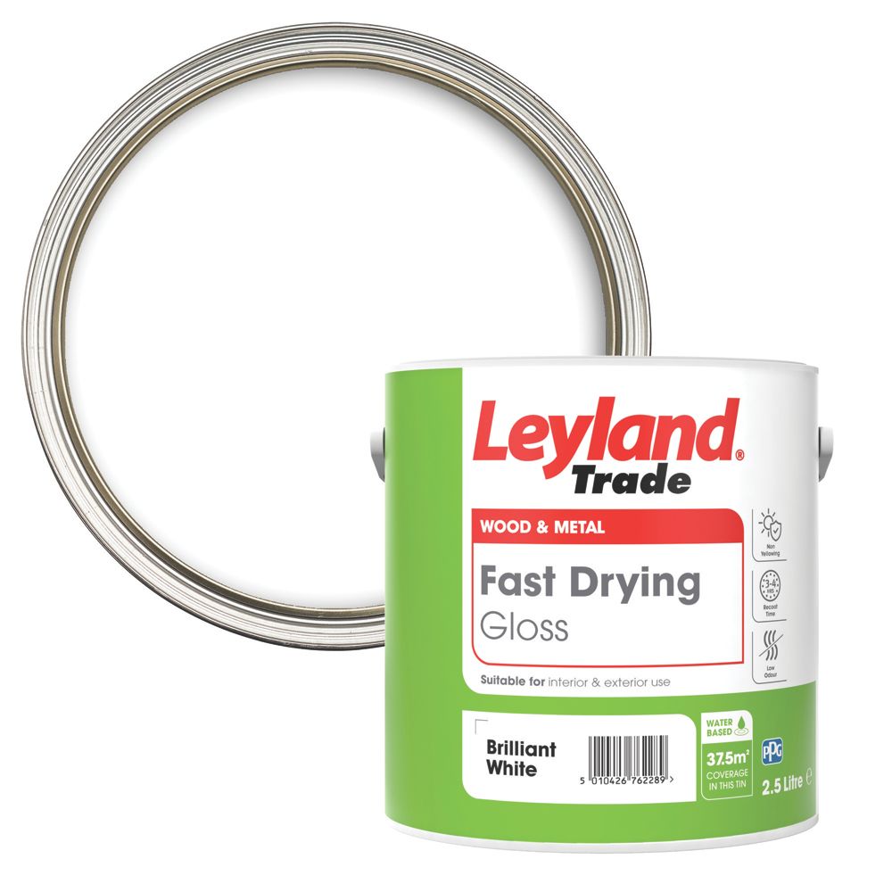 Leyland Trade Fast-Drying Paint Brilliant White 2.5Ltr