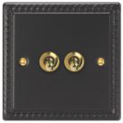 Varilight  10A 2-Gang 2-Way Light Switch  Georgian Black