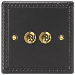 Varilight  10A 2-Gang 2-Way Light Switch  Georgian Black
