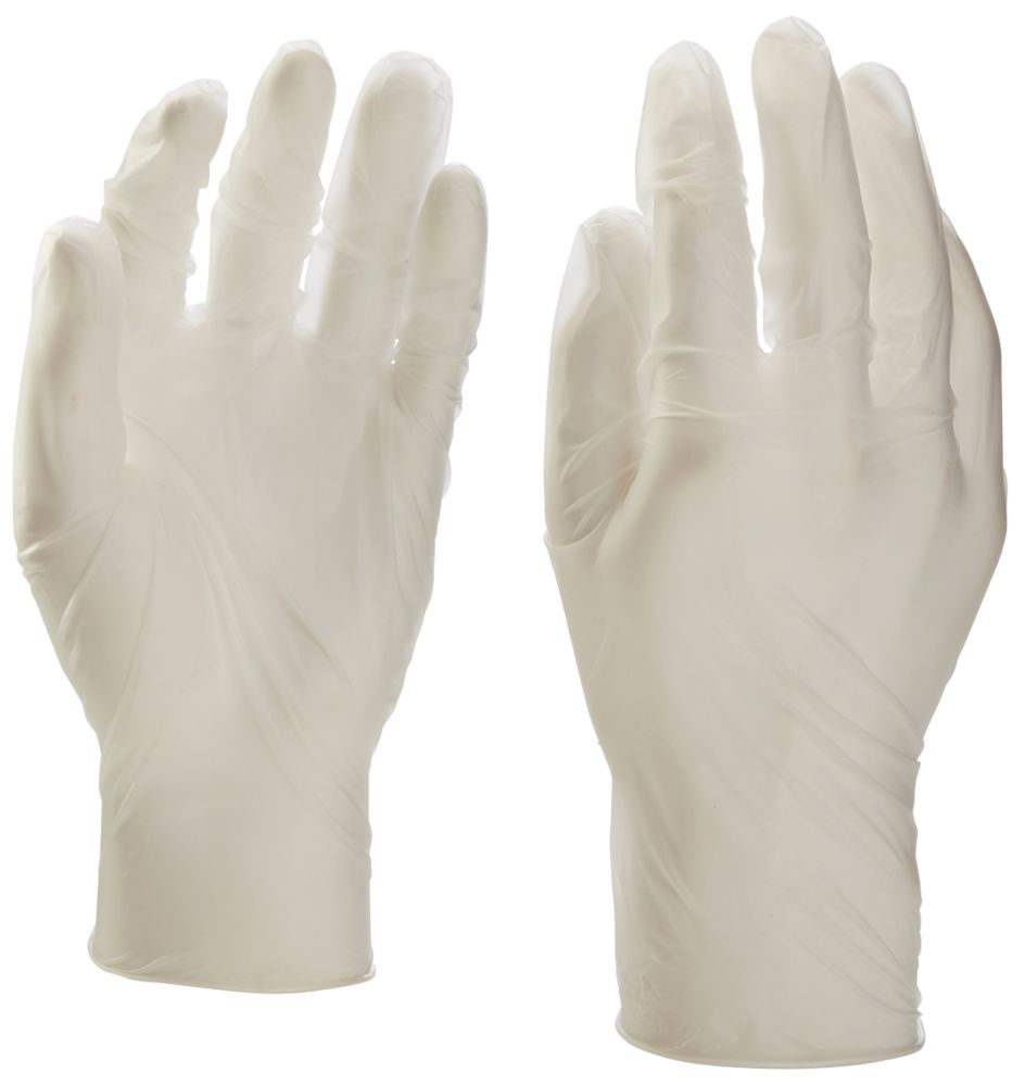Vinyl Powder-Free Disposable Gloves White Large 100 Pack