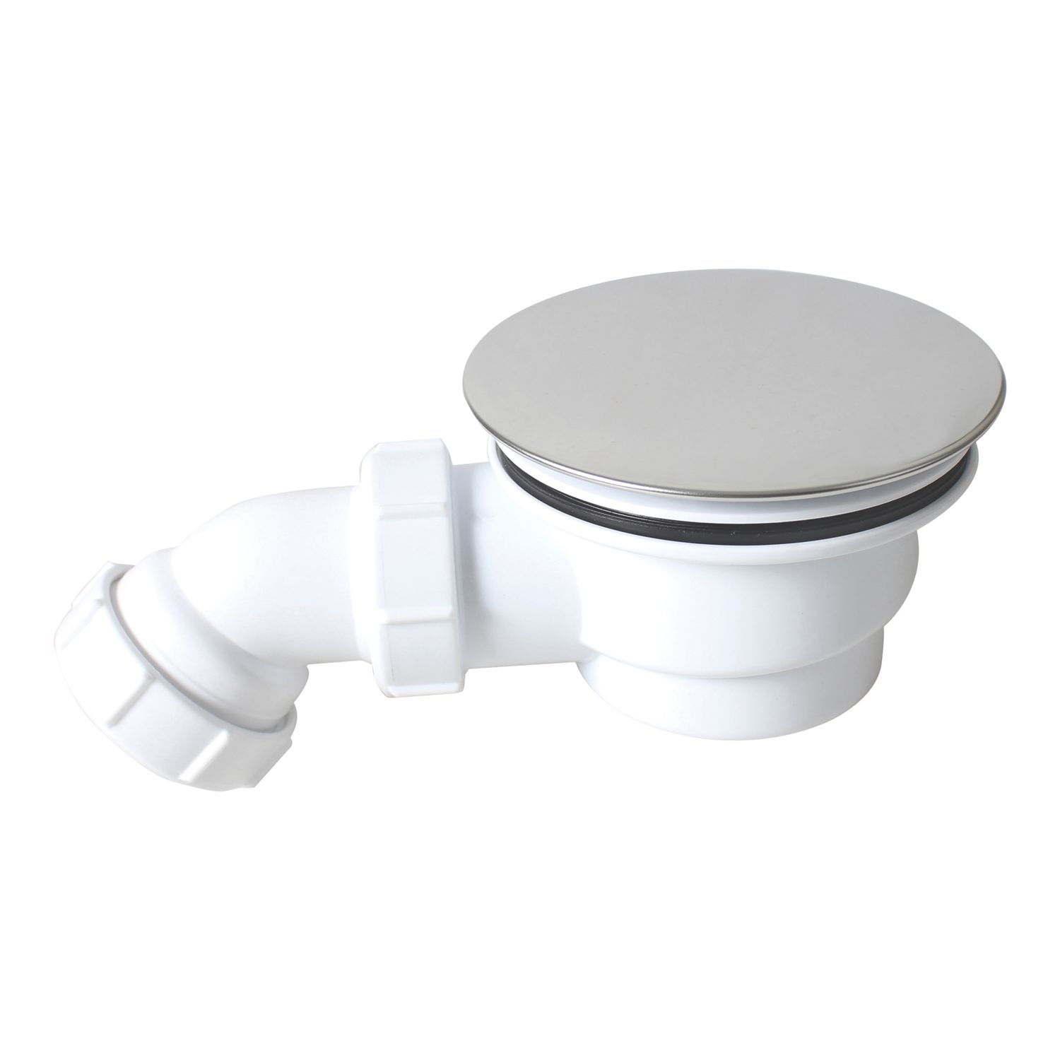 Flomasta Shallow Shower Waste with Adjustable Outlet White 90mm (800JN)