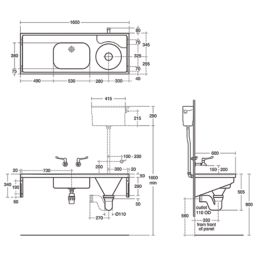 Armitage Shanks Dee Cleaners Sink No Tap Holes 510mm