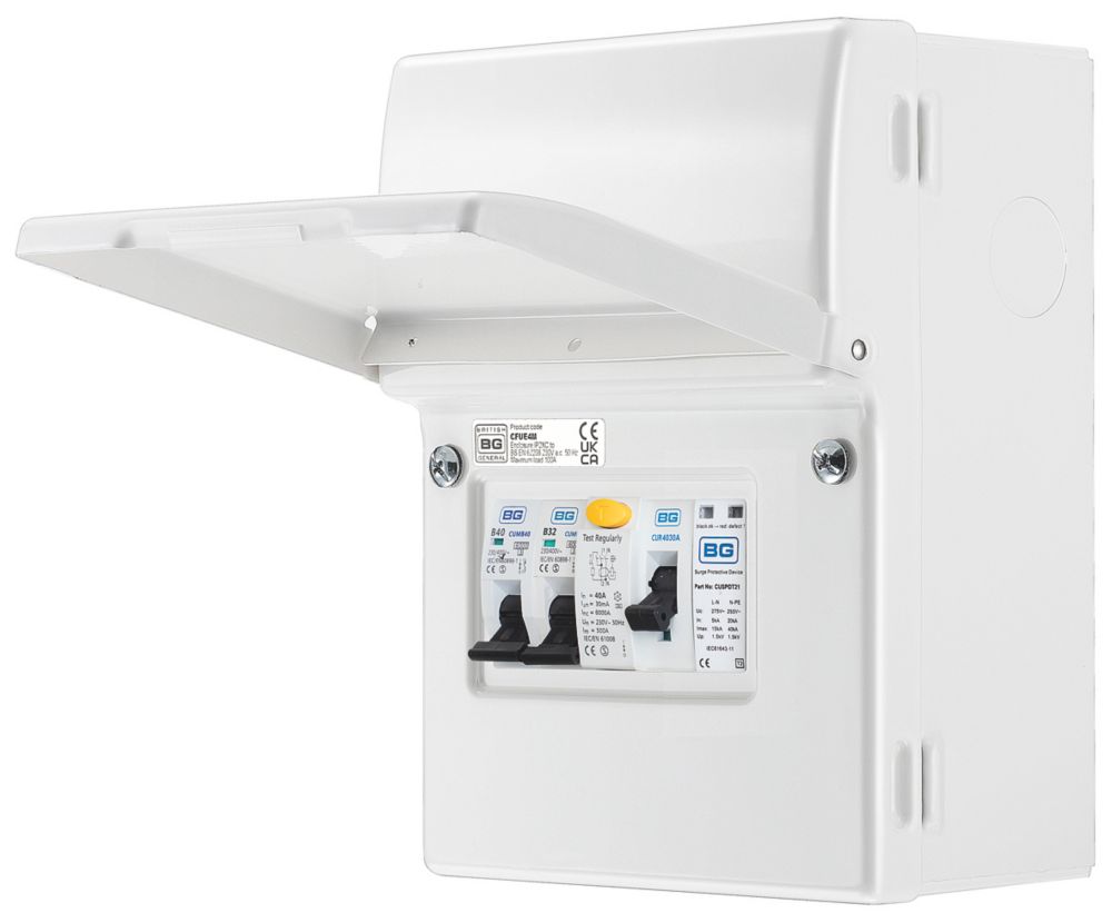 British General Sync EV 5-Module 5-Way Populated  EV Charger Consumer Unit with SPD