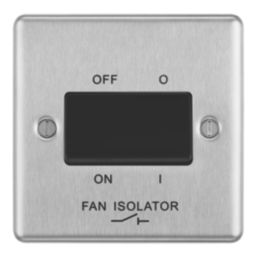 LAP  10AX 1-Gang 3-Pole Fan Isolator Switch Brushed Stainless Steel  with Black Inserts