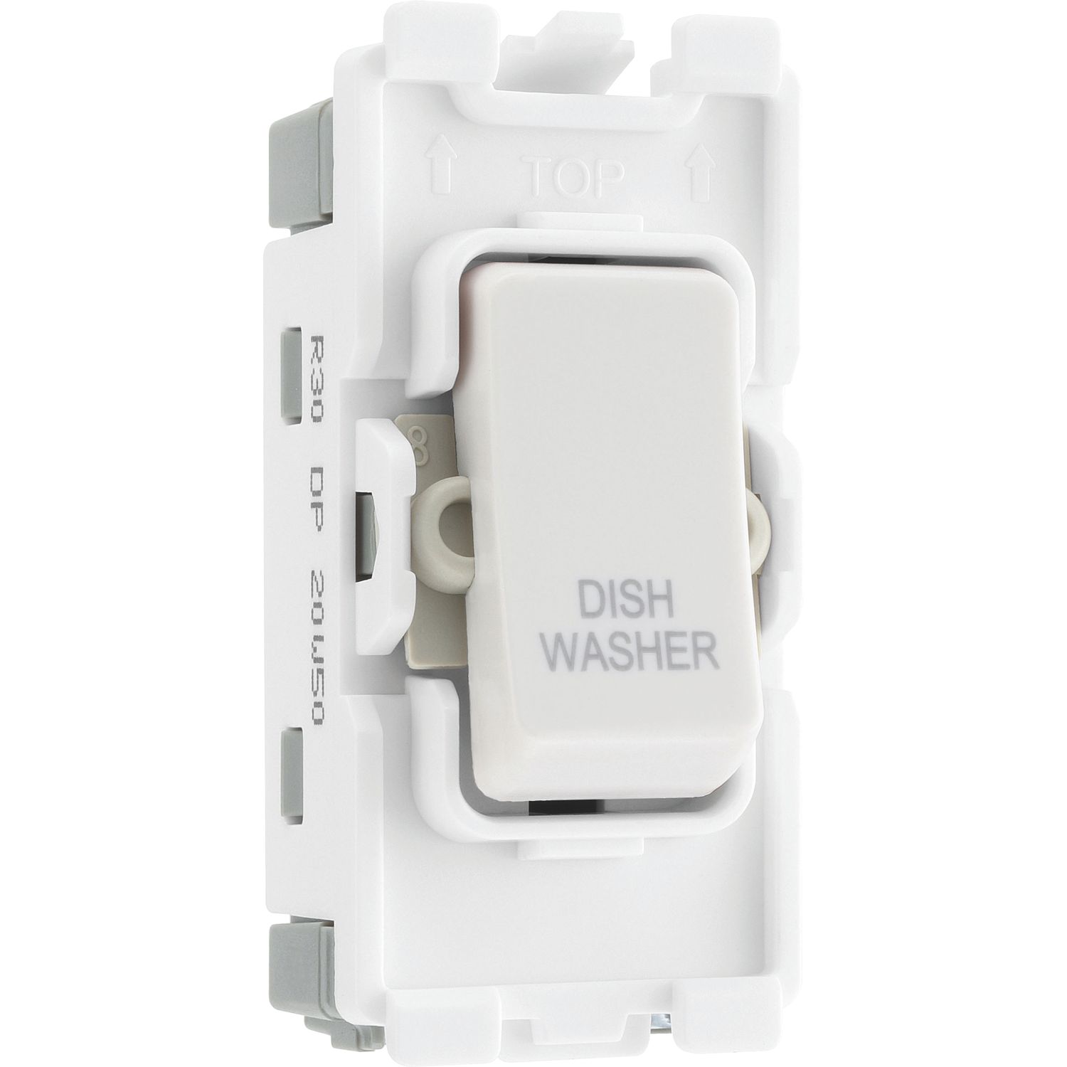 British General Nexus Grid 20A Grid DP Dishwasher Switch White (800RF)