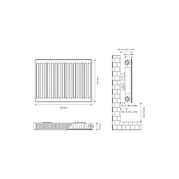 Flomasta  Type 11 Single-Panel Single Convector Radiator 600mm x 700mm White 2271BTU