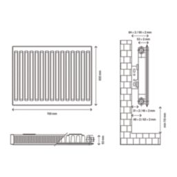 Flomasta 600mm x 700mm 2271BTU White Type 11 Convector Radiator