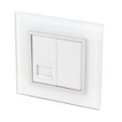 Retrotouch Crystal 1-Gang Master Telephone Socket White Glass with White Inserts