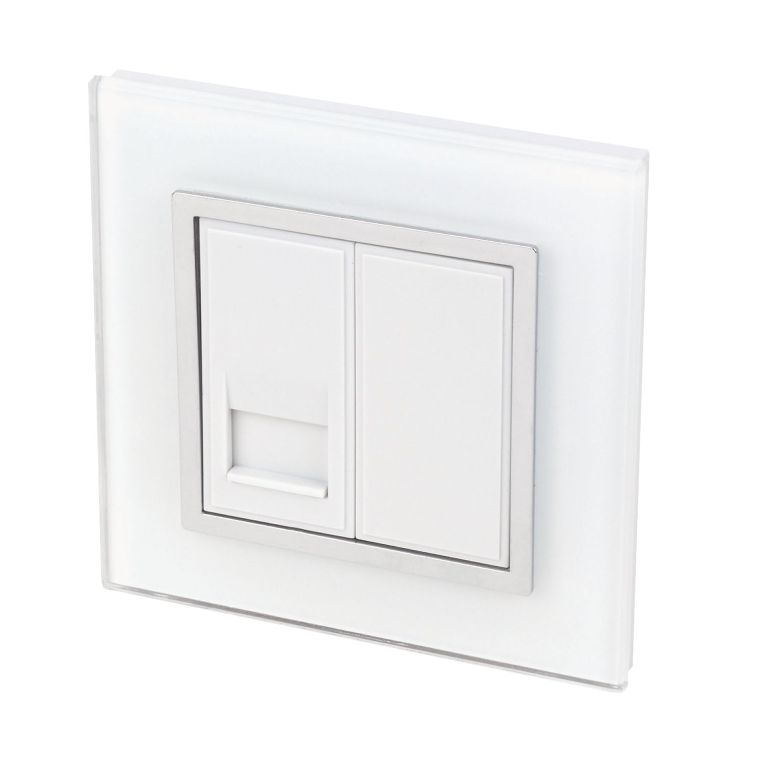 Retrotouch Crystal 1-Gang Master Telephone Socket White Glass with White Inserts (8013J)