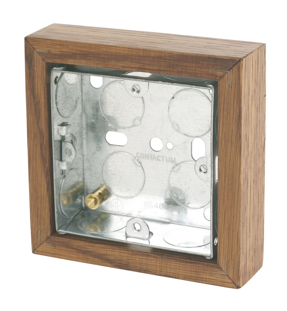 Varilight  1-Gang Surface Pattress Medium Oak Single Wall Box 25mm