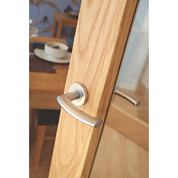 Smith & Locke Dos Fire Rated Contemporary Lever on Rose Door Handles Pair Satin Chrome