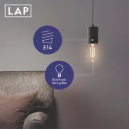 LAP  E14 Mini Globe LED Light Bulb Clear 470lm 2.9W 4 Pack