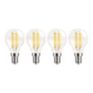 LAP  E14 Mini Globe LED Light Bulb Clear 470lm 2.9W 4 Pack