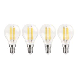 LAP  E14 Mini Globe LED Light Bulb Clear 470lm 2.9W 4 Pack