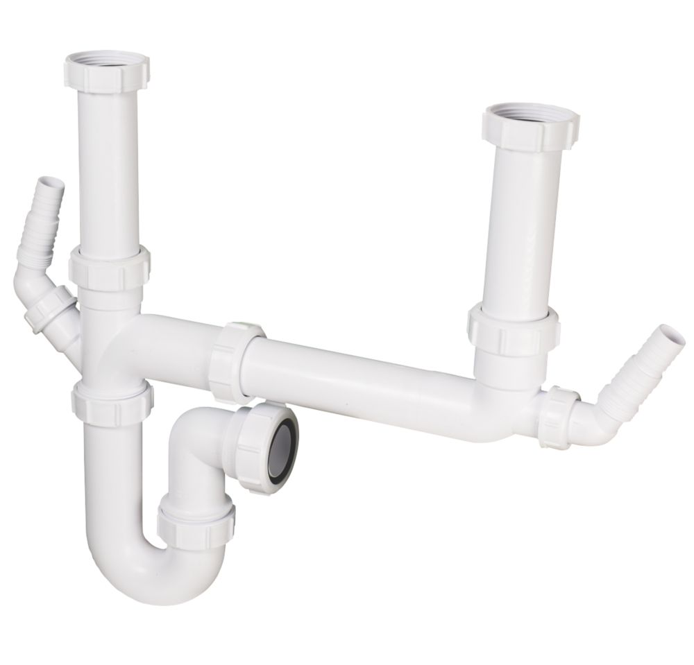 SPARES2GO Bottle Waste Trap 32mm Adjustable Chrome Silver 35mm Pipe Kitchen Bathroom Sink Basin Set - 10