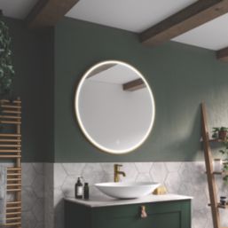 Sensio Frontier Round Illuminated Bathroom Mirror Brass With 1681lm LED Light 800mm x 800mm