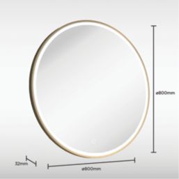 Sensio Frontier Round Illuminated Bathroom Mirror Brass With 1681lm LED Light 800mm x 800mm