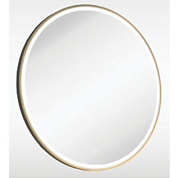 Sensio Frontier Round Illuminated Bathroom Mirror Brass With 1681lm LED Light 800mm x 800mm