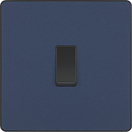 British General Evolve 20A 16AX 1-Gang Intermediate Light Switch Blue with Black Inserts