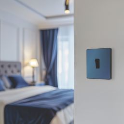 British General Evolve 20A 16AX 1-Gang Intermediate Light Switch Blue with Black Inserts