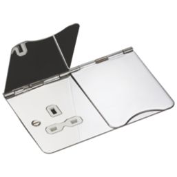 Knightsbridge FPR9UPCW 13A 2-Gang Unswitched Floor Socket Polished Chrome with White Inserts