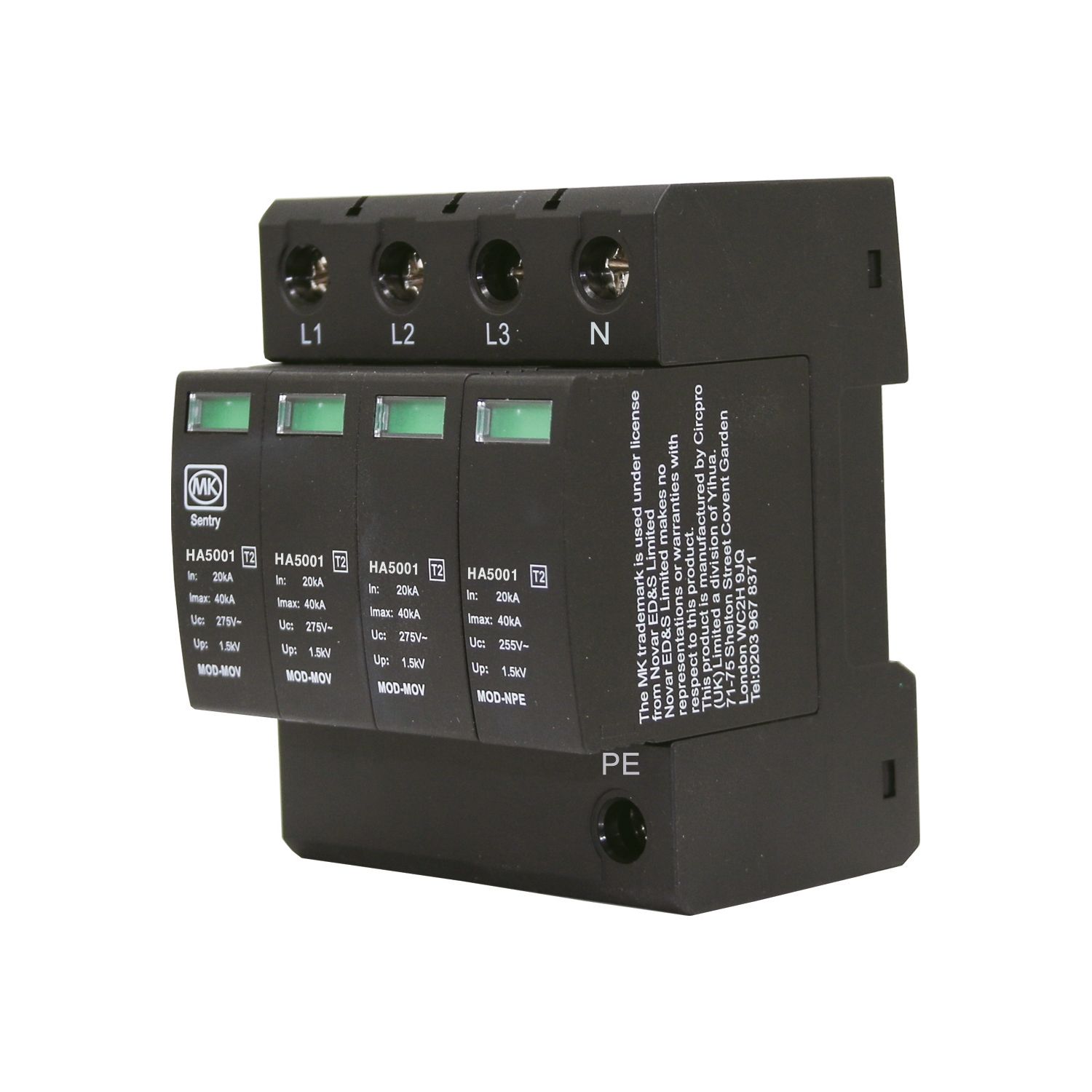 MK Sentry HA5001 TP & N 3-Phase Type 2 SPD 40kA (801YW)