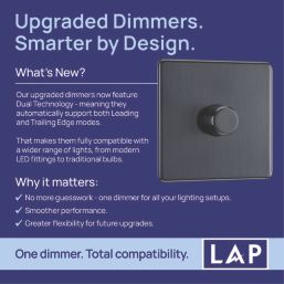 LAP  1-Gang 2-Way LED Dimmer Switch  Black Nickel with Colour-Matched Inserts