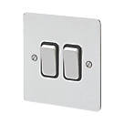 MK Edge 20AX 2-Gang 2-Way Switch  Polished Chrome with Black Inserts