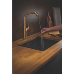 Clearwater Santor SAN20CP Single Lever Tap with Twin Spray Pull-Out Brushed Brass PVD