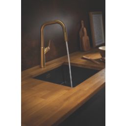 Clearwater Santor SAN20CP Single Lever Tap with Twin Spray Pull-Out Brushed Brass PVD