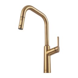 Clearwater Santor SAN20CP Single Lever Tap with Twin Spray Pull-Out Brushed Brass PVD
