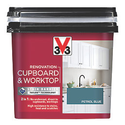 V33 Renovation Cupboard & Worktop Paint Satin Petrol Blue 750ml