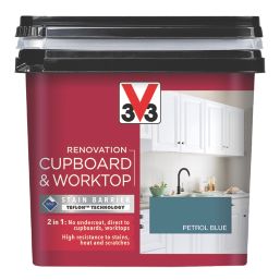 V33 750ml Petrol Blue Satin Kitchen Cupboard Paint