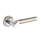 Smith & Locke Camber Fire Rated Lever on Rose Door Handles Pair Chrome / Brushed Nickel