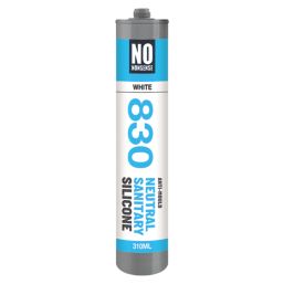 No Nonsense 830 Anti-Mould Neutral Sanitary Silicone Sealant White 310ml 12 Pack