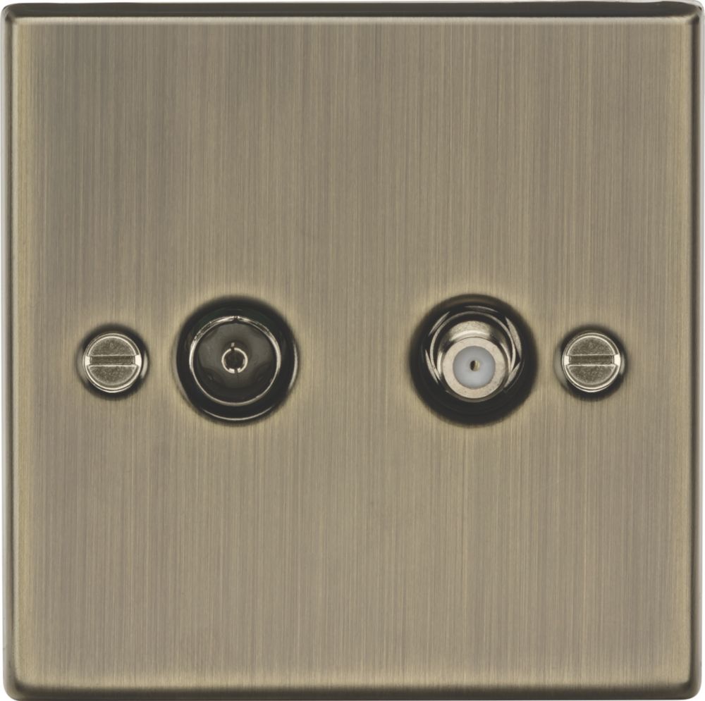 Knightsbridge 2Gang Isolated Coaxial TV & FType Satellite Socket