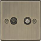 Knightsbridge  2-Gang Isolated Coaxial TV & F-Type Satellite Socket Antique Brass