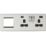 Knightsbridge SFR992RBC 13A 2-Gang DP Combination Plate + 4.0A 18W 2-Outlet Type A & C USB Charger Brushed Chrome with Black Inserts