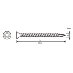 Turbo TX  TX Double-Countersunk  Multipurpose Screws 3mm x 16mm 200 Pack