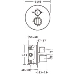 Ideal Standard Concept Easybox Slim Concealed Dual Outlet Thermostatic Chrome Mixer Shower Valve With Diverter