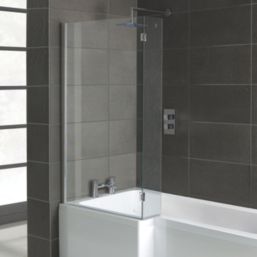 Essentials Semi-Framed Chrome Bath Screen Reversible 815mm x 1400mm