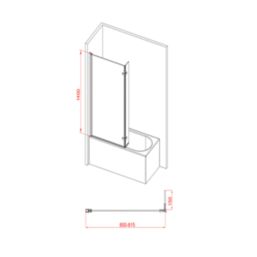 Essentials Semi-Framed Chrome Bath Screen Reversible 815mm x 1400mm