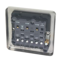 Hager Sollysta WRPS32BSB 10AX 3-Gang 2-Way Light Switch  Brushed Steel with Black Inserts