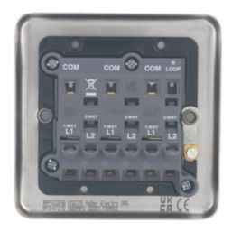 Hager Sollysta WRPS32BSB 10AX 3-Gang 2-Way Light Switch  Brushed Steel with Black Inserts