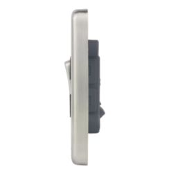 Hager Sollysta WRPS32BSB 10AX 3-Gang 2-Way Light Switch  Brushed Steel with Black Inserts