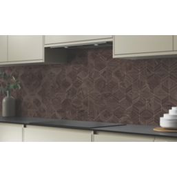 Wilsonart Parquet Walnut Brown/Gold High-Rise Splashback 3050mm x 750mm x 4mm