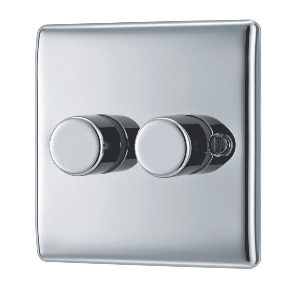 British General Nexus Metal 2-Gang 2-Way LED Dimmer Switch  Polished Chrome