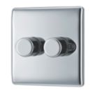 British General Nexus Metal 2-Gang 2-Way LED Dimmer Switch  Polished Chrome
