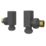 ETAL Swelt 15mm x 1/2" Anthracite Angled Designer Manual Radiator Valve Head & Body  2 Pack